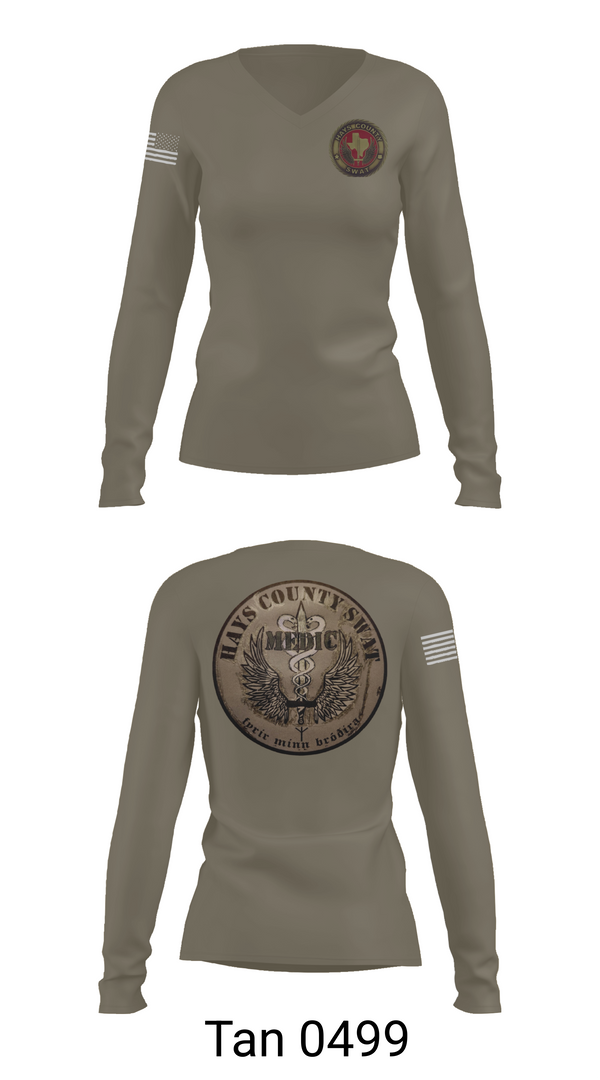 Womens Long Sleeve Vneck Shirt, Hays County SWAT, Police, Teamtime, Team time, sublimation, custom sports apparel, team uniforms, spirit wear, spiritwear, sports uniforms, custom shirts, team store, custom team store, fundraiser sports, apparel fundraiser