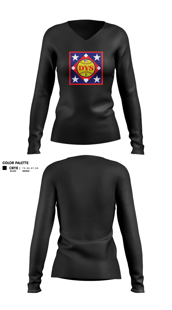 Womens Long Sleeve Vneck Shirt, Diamond Youth Softball, Softball, Teamtime, Team time, sublimation, custom sports apparel, team uniforms, spirit wear, spiritwear, sports uniforms, custom shirts, team store, custom team store, fundraiser sports, apparel fundraiser