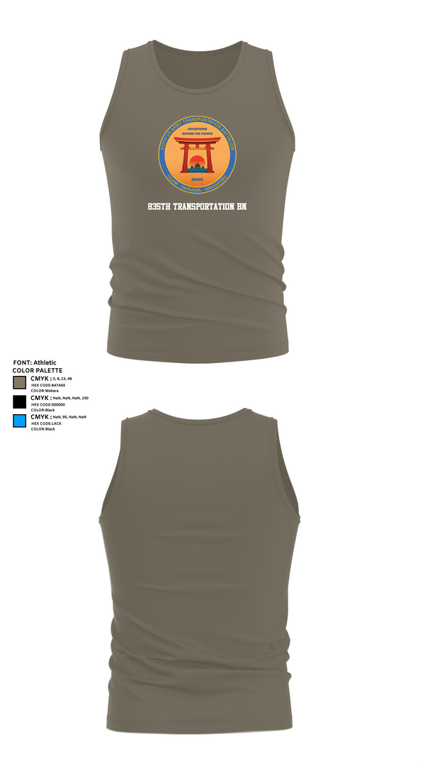 Tank Top, 835th Transportation BN, Army, Teamtime, Team time, sublimation, custom sports apparel, team uniforms, spirit wear, spiritwear, sports uniforms, custom shirts, team store, custom team store, fundraiser sports, apparel fundraiser