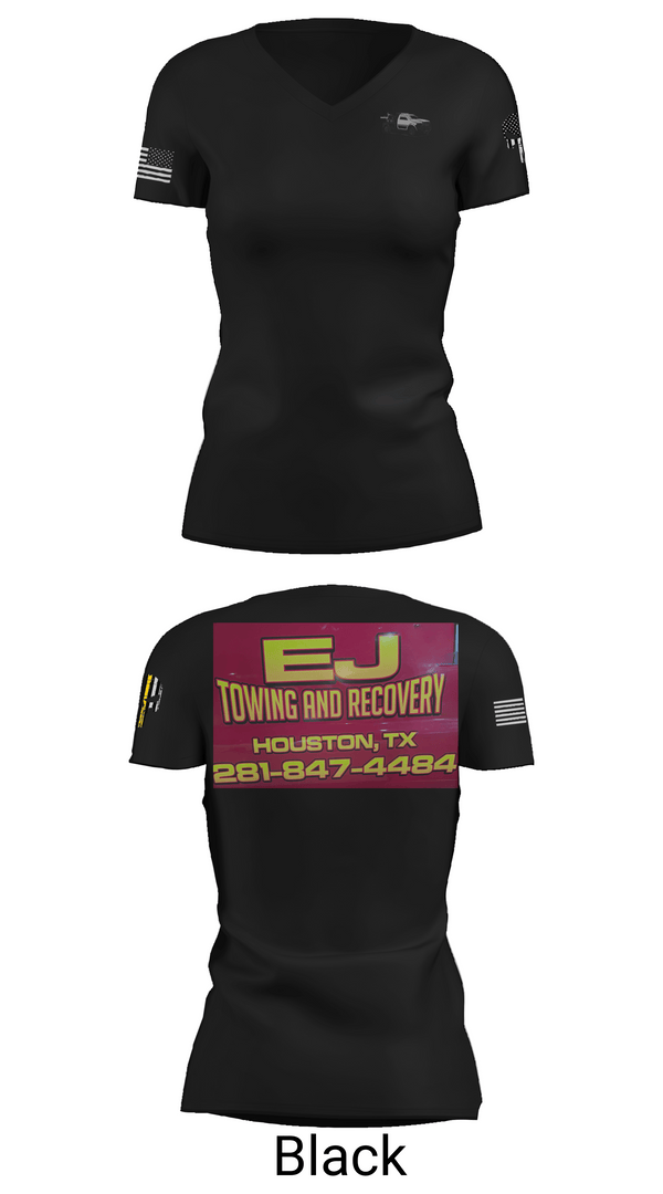 Womens Short Sleeve Vneck Shirt, EJ TOWING AND RECOVERY, , Teamtime, Team time, sublimation, custom sports apparel, team uniforms, spirit wear, spiritwear, sports uniforms, custom shirts, team store, custom team store, fundraiser sports, apparel fundraiser