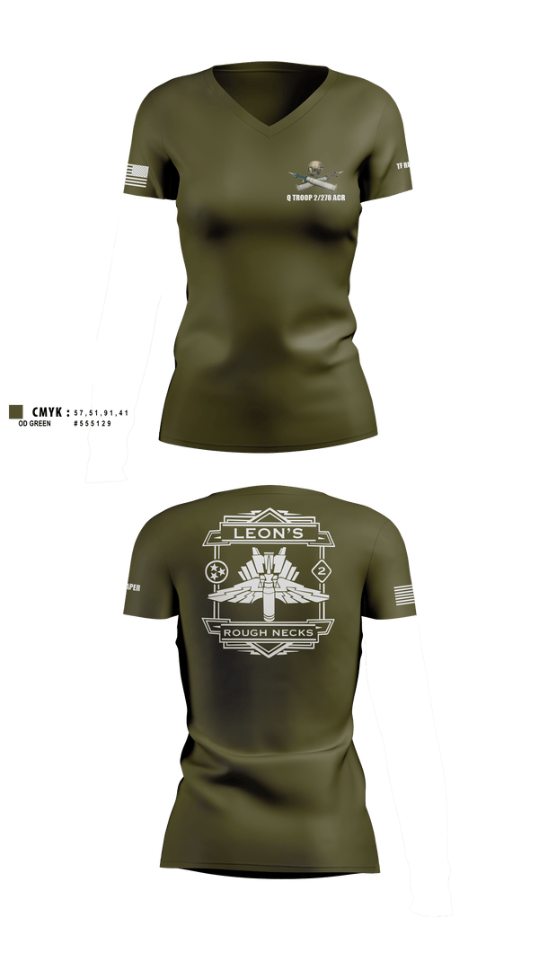Womens Short Sleeve Vneck Shirt, Q TROOP 2/278 ACR, National Guard, Teamtime, Team time, sublimation, custom sports apparel, team uniforms, spirit wear, spiritwear, sports uniforms, custom shirts, team store, custom team store, fundraiser sports, apparel fundraiser