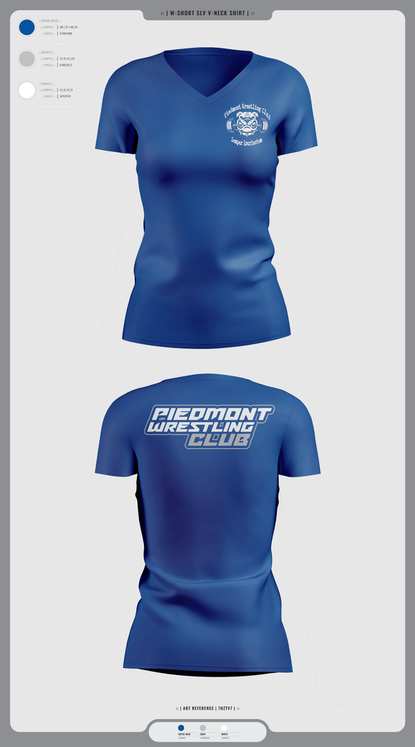 Womens Short Sleeve Vneck Shirt, Piedmont Youth Wrestling, Wrestling, Teamtime, Team time, sublimation, custom sports apparel, team uniforms, spirit wear, spiritwear, sports uniforms, custom shirts, team store, custom team store, fundraiser sports, apparel fundraiser