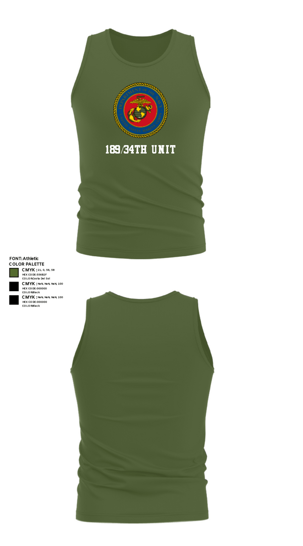 Tank Top, 189/34th unit, Marines, Teamtime, Team time, sublimation, custom sports apparel, team uniforms, spirit wear, spiritwear, sports uniforms, custom shirts, team store, custom team store, fundraiser sports, apparel fundraiser