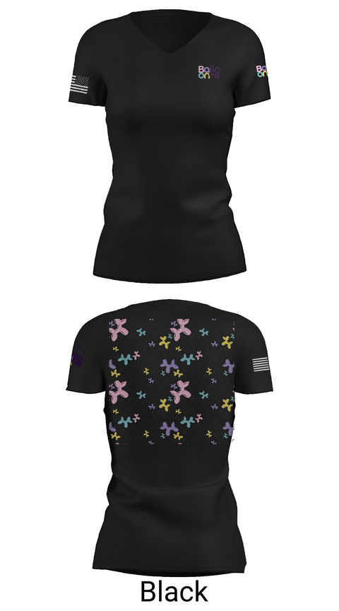 Womens Short Sleeve Vneck Shirt, Chin Bum Balloons, , Teamtime, Team time, sublimation, custom sports apparel, team uniforms, spirit wear, spiritwear, sports uniforms, custom shirts, team store, custom team store, fundraiser sports, apparel fundraiser