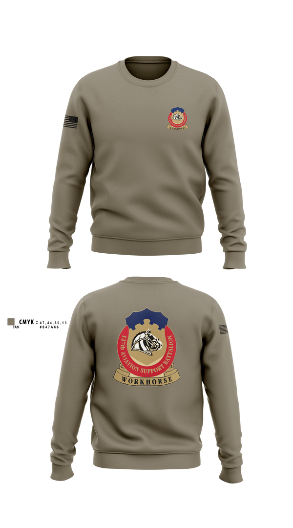 Crew Neck Sweatshirt, 127th ASB WORKHORSE, Army, Teamtime, Team time, sublimation, custom sports apparel, team uniforms, spirit wear, spiritwear, sports uniforms, custom shirts, team store, custom team store, fundraiser sports, apparel fundraiser