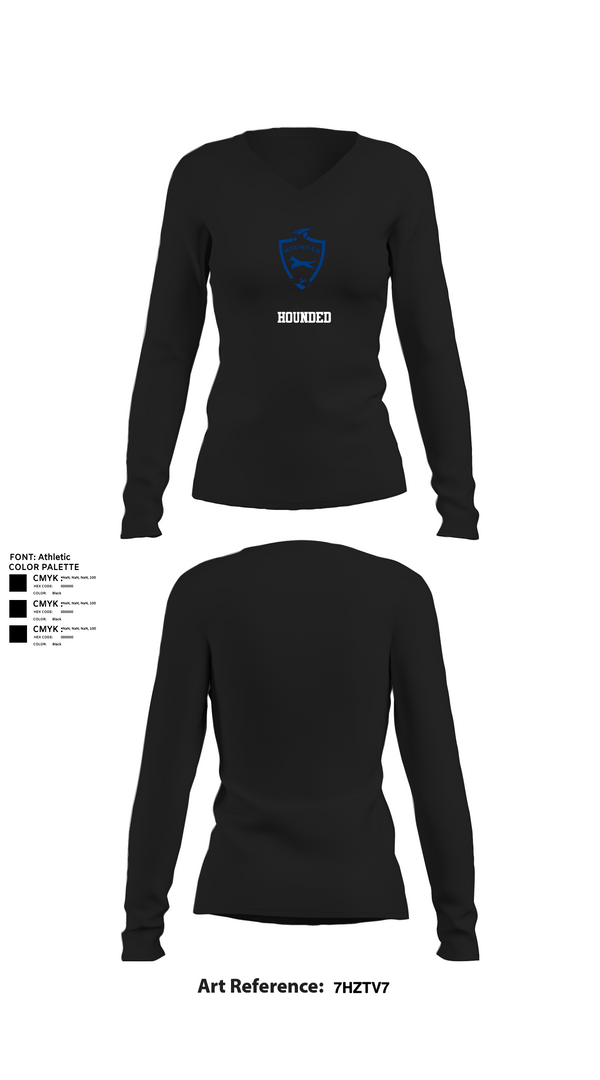 Womens Long Sleeve Vneck Shirt, Hounded, , Teamtime, Team time, sublimation, custom sports apparel, team uniforms, spirit wear, spiritwear, sports uniforms, custom shirts, team store, custom team store, fundraiser sports, apparel fundraiser