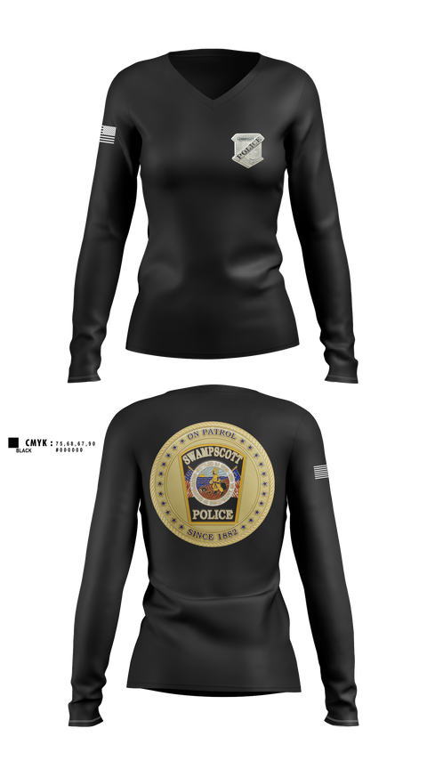 Womens Long Sleeve Vneck Shirt, Swampscott Police, Police, Teamtime, Team time, sublimation, custom sports apparel, team uniforms, spirit wear, spiritwear, sports uniforms, custom shirts, team store, custom team store, fundraiser sports, apparel fundraiser