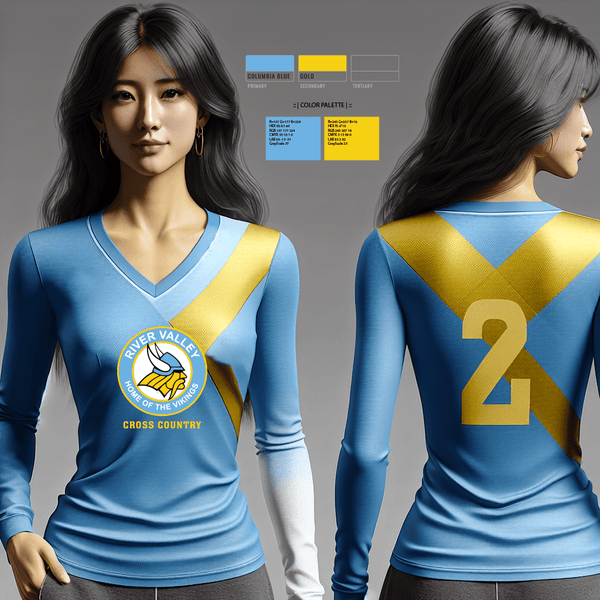 Womens Long Sleeve Vneck Shirt, River Valley Middle School Cross Country, Cross Country, Teamtime, Team time, sublimation, custom sports apparel, team uniforms, spirit wear, spiritwear, sports uniforms, custom shirts, team store, custom team store, fundraiser sports, apparel fundraiser
