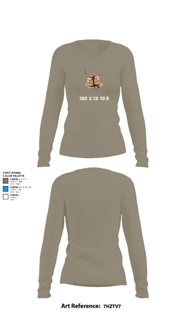 Womens Long Sleeve Vneck Shirt, 3rd G Co v2/8, Marines, Teamtime, Team time, sublimation, custom sports apparel, team uniforms, spirit wear, spiritwear, sports uniforms, custom shirts, team store, custom team store, fundraiser sports, apparel fundraiser
