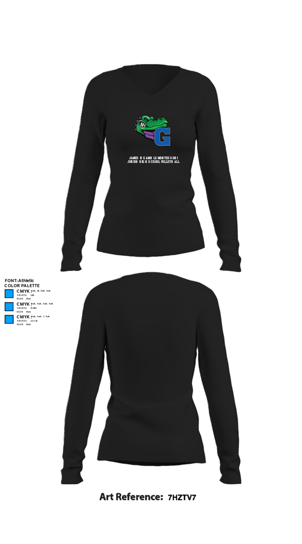 Women's Long Sleeve Vneck Shirt, James N Gamble Montessori Junior High School Volleyball, Women's Volleyball, Teamtime, Team time, sublimation, custom sports apparel, team uniforms, spirit wear, spiritwear, sports uniforms, custom shirts, team store, custom team store, fundraiser sports, apparel fundraiser