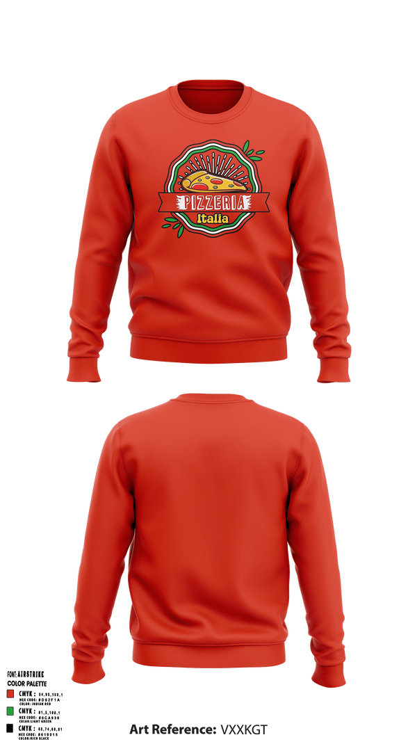 Crew Neck Sweatshirt, Pizzeria ItaliaJDC PBA, Bowling, Teamtime, Team time, sublimation, custom sports apparel, team uniforms, spirit wear, spiritwear, sports uniforms, custom shirts, team store, custom team store, fundraiser sports, apparel fundraiser