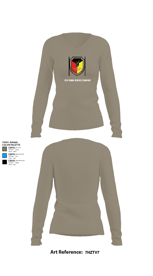 Womens Long Sleeve Vneck Shirt, 9th Comm Service company, Marines, Teamtime, Team time, sublimation, custom sports apparel, team uniforms, spirit wear, spiritwear, sports uniforms, custom shirts, team store, custom team store, fundraiser sports, apparel fundraiser