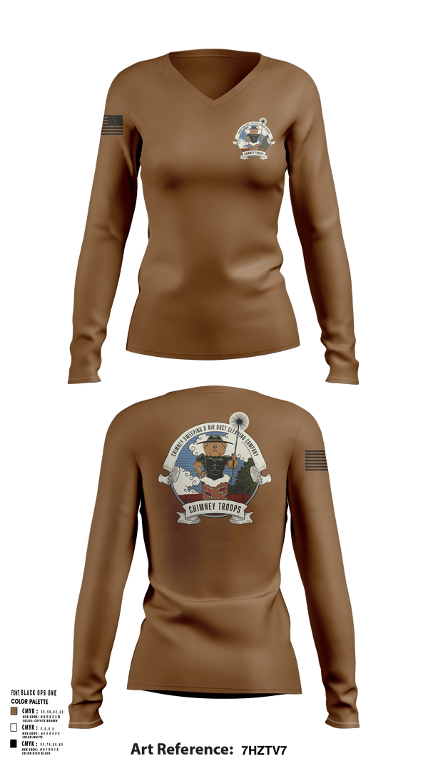 Womens Long Sleeve Vneck Shirt, Chimney troops, , Teamtime, Team time, sublimation, custom sports apparel, team uniforms, spirit wear, spiritwear, sports uniforms, custom shirts, team store, custom team store, fundraiser sports, apparel fundraiser