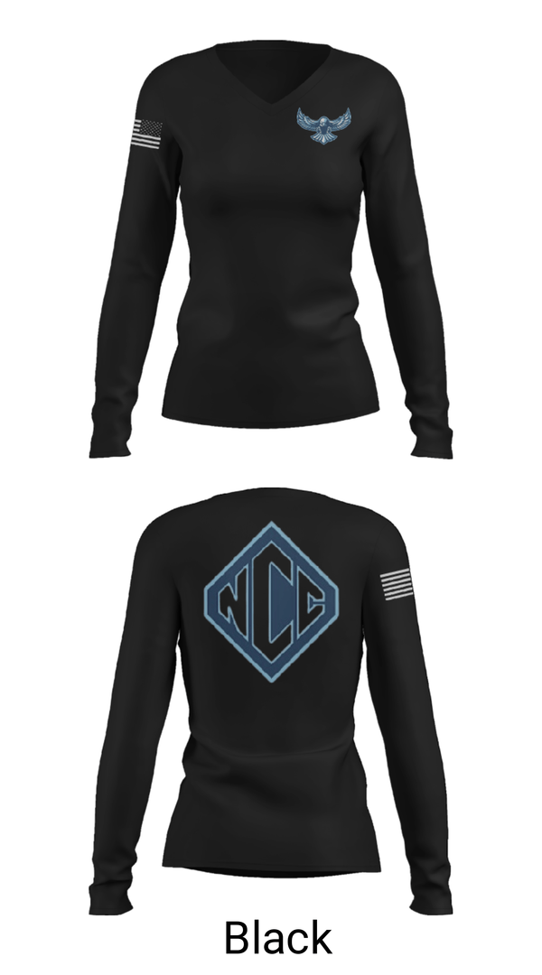 Womens Long Sleeve Vneck Shirt, North Cobb Christian School Cheer, Cheer, Teamtime, Team time, sublimation, custom sports apparel, team uniforms, spirit wear, spiritwear, sports uniforms, custom shirts, team store, custom team store, fundraiser sports, apparel fundraiser