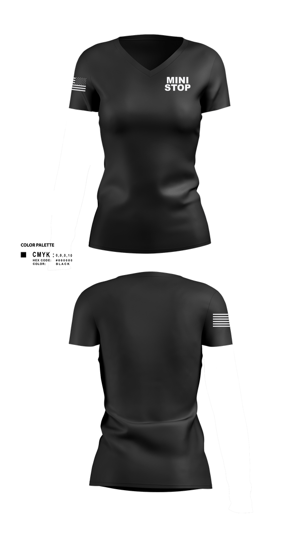 Womens Short Sleeve Vneck Shirt, Mini stop, , Teamtime, Team time, sublimation, custom sports apparel, team uniforms, spirit wear, spiritwear, sports uniforms, custom shirts, team store, custom team store, fundraiser sports, apparel fundraiser