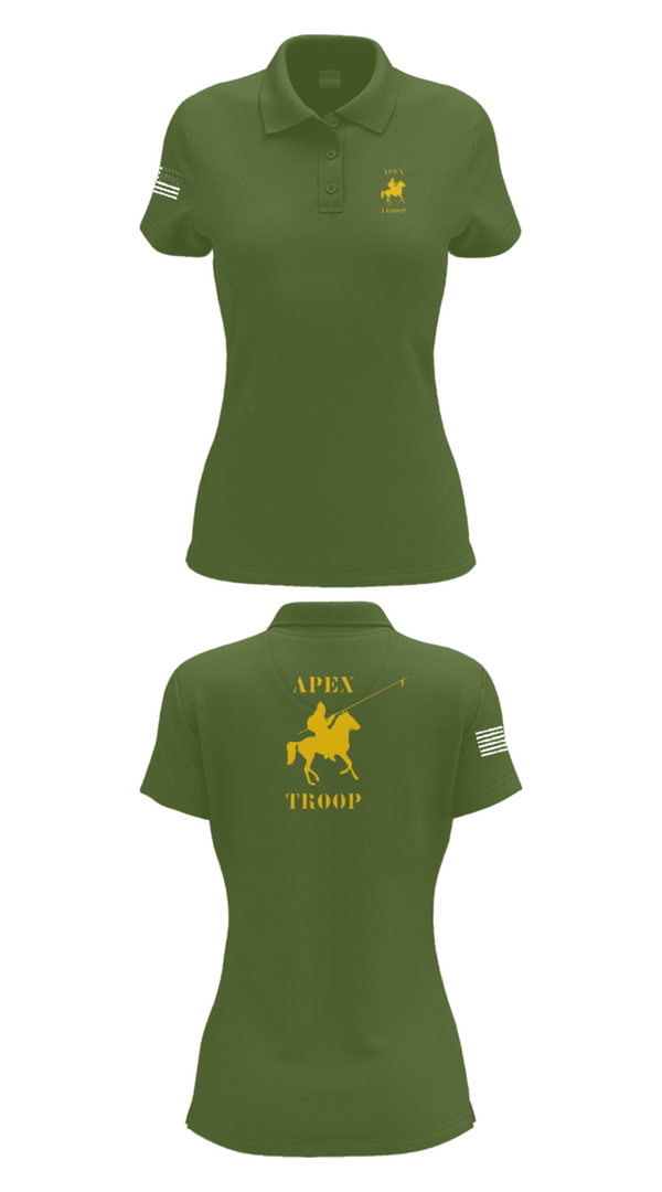 Women's Short Sleeve Performance Polo, Alpha Troop, 1-221 CAV, National Guard, Teamtime, Team time, sublimation, custom sports apparel, team uniforms, spirit wear, spiritwear, sports uniforms, custom shirts, team store, custom team store, fundraiser sports, apparel fundraiser