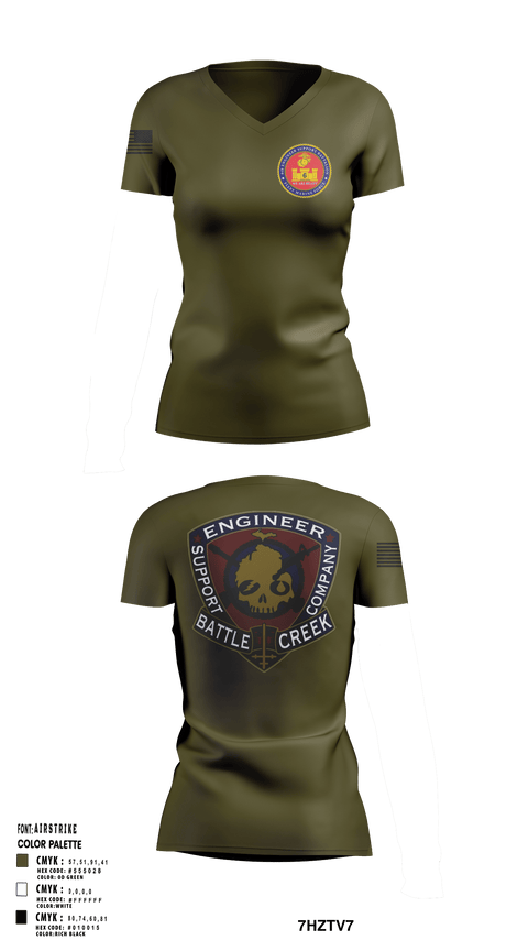 Womens Short Sleeve Vneck Shirt, 6th Engineer Support, Marines, Teamtime, Team time, sublimation, custom sports apparel, team uniforms, spirit wear, spiritwear, sports uniforms, custom shirts, team store, custom team store, fundraiser sports, apparel fundraiser