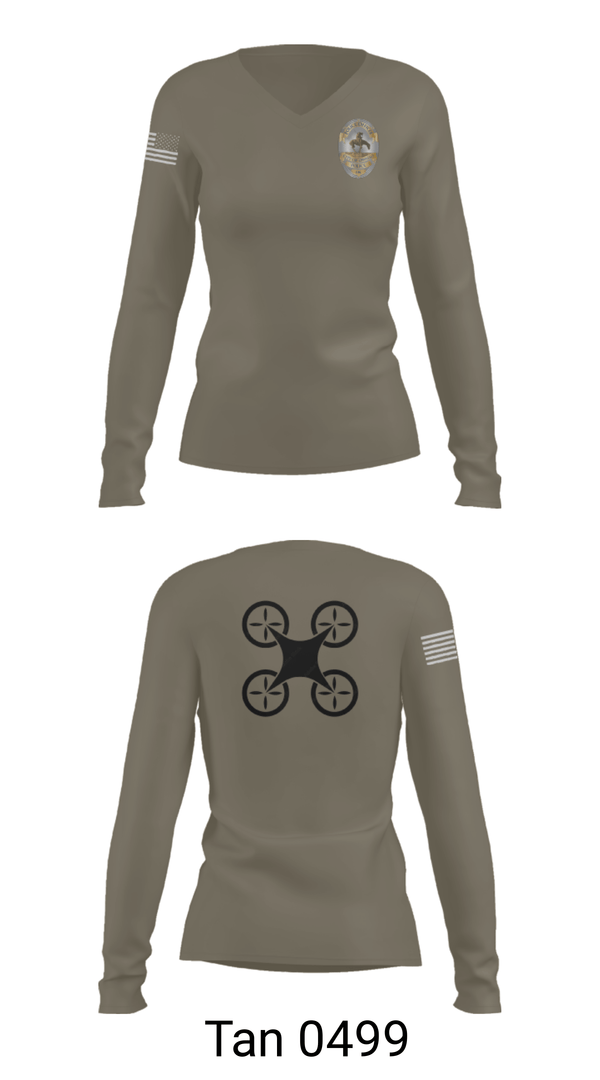 Womens Long Sleeve Vneck Shirt, UAS Pilot, Police, Teamtime, Team time, sublimation, custom sports apparel, team uniforms, spirit wear, spiritwear, sports uniforms, custom shirts, team store, custom team store, fundraiser sports, apparel fundraiser