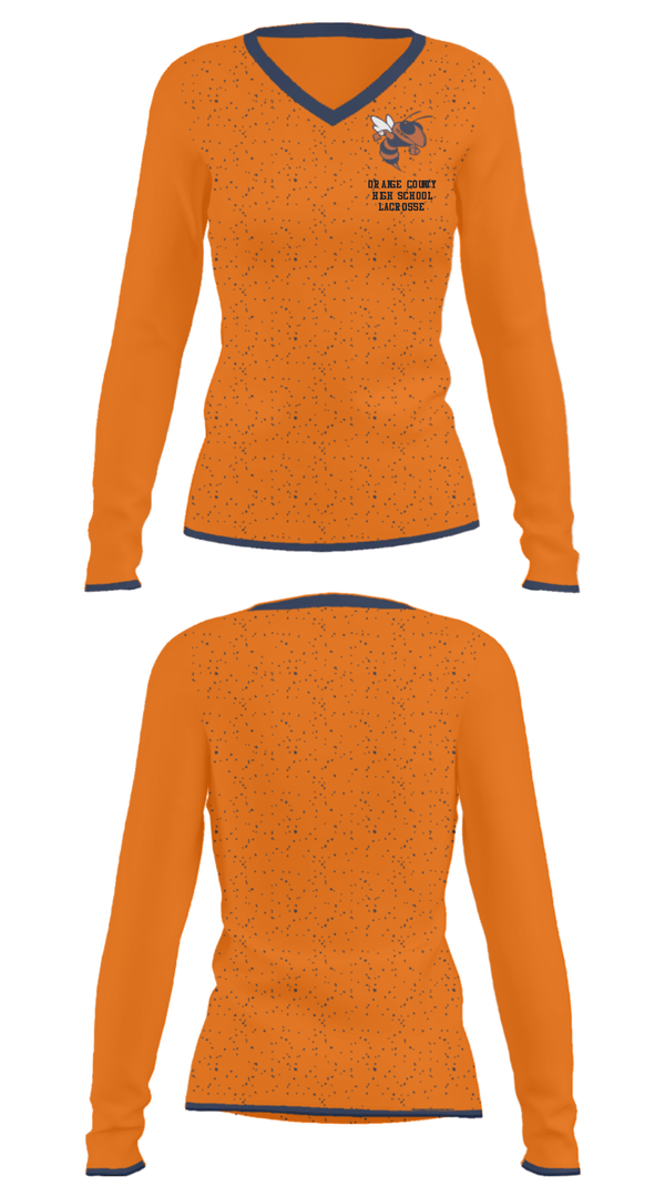 Women's Long Sleeve Vneck Shirt, Orange County High School Lacrosse, Men's Lacrosse, Teamtime, Team time, sublimation, custom sports apparel, team uniforms, spirit wear, spiritwear, sports uniforms, custom shirts, team store, custom team store, fundraiser sports, apparel fundraiser
