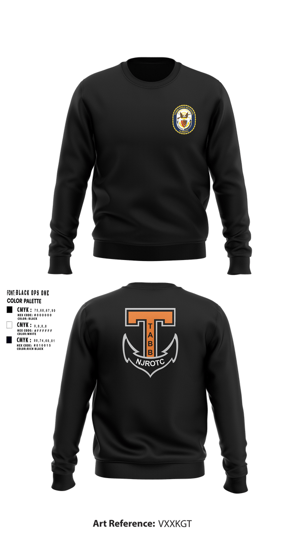 Crew Neck Sweatshirt, Tabb NJROTC, Navy, Teamtime, Team time, sublimation, custom sports apparel, team uniforms, spirit wear, spiritwear, sports uniforms, custom shirts, team store, custom team store, fundraiser sports, apparel fundraiser