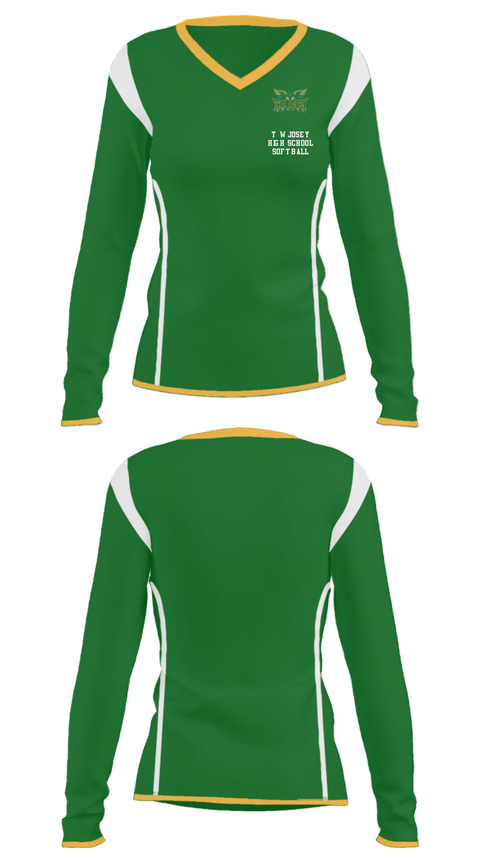 Women's Long Sleeve Vneck Shirt, T W Josey High School Softball, Softball, Teamtime, Team time, sublimation, custom sports apparel, team uniforms, spirit wear, spiritwear, sports uniforms, custom shirts, team store, custom team store, fundraiser sports, apparel fundraiser