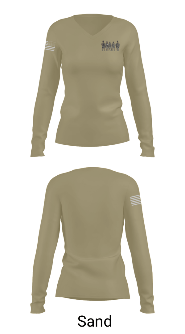 Women's Long Sleeve Vneck Shirt, West Texas F.O.G, Army, Teamtime, Team time, sublimation, custom sports apparel, team uniforms, spirit wear, spiritwear, sports uniforms, custom shirts, team store, custom team store, fundraiser sports, apparel fundraiser