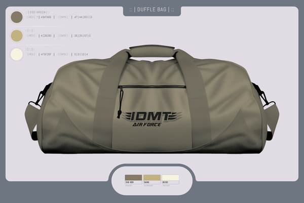 Duffle Bag, IDMT, Air Force, Teamtime, Team time, sublimation, custom sports apparel, team uniforms, spirit wear, spiritwear, sports uniforms, custom shirts, team store, custom team store, fundraiser sports, apparel fundraiser