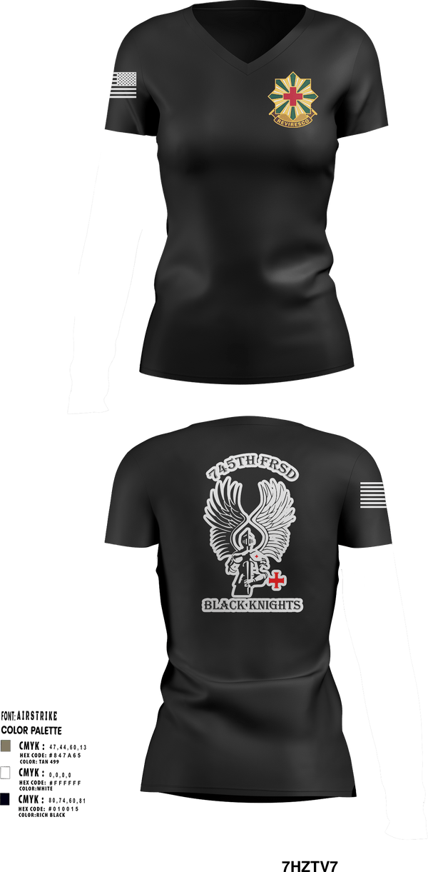 Womens Short Sleeve Vneck Shirt, 745th Forward Resuscitative Surgical Detachment, Army, Teamtime, Team time, sublimation, custom sports apparel, team uniforms, spirit wear, spiritwear, sports uniforms, custom shirts, team store, custom team store, fundraiser sports, apparel fundraiser