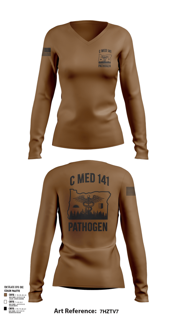 Womens Long Sleeve Vneck Shirt, C MED 141, National Guard, Teamtime, Team time, sublimation, custom sports apparel, team uniforms, spirit wear, spiritwear, sports uniforms, custom shirts, team store, custom team store, fundraiser sports, apparel fundraiser