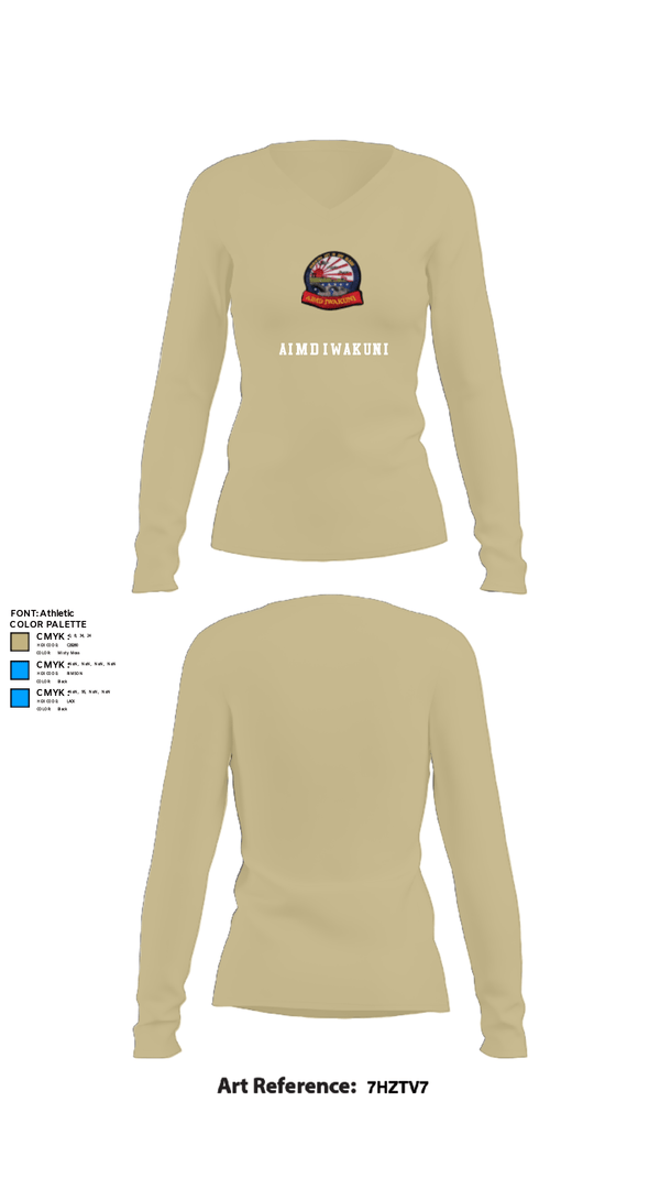 Women's Long Sleeve Vneck Shirt, AIMD IWAKUNI, Navy, Teamtime, Team time, sublimation, custom sports apparel, team uniforms, spirit wear, spiritwear, sports uniforms, custom shirts, team store, custom team store, fundraiser sports, apparel fundraiser