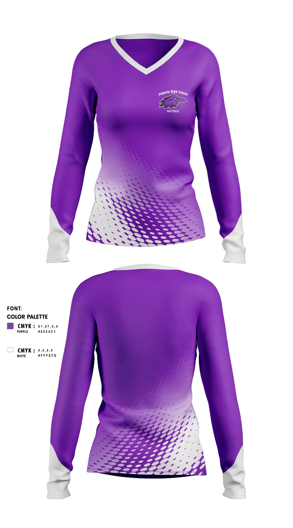 Womens Long Sleeve Vneck Shirt, Sequoia High School Softball, Softball, Teamtime, Team time, sublimation, custom sports apparel, team uniforms, spirit wear, spiritwear, sports uniforms, custom shirts, team store, custom team store, fundraiser sports, apparel fundraiser