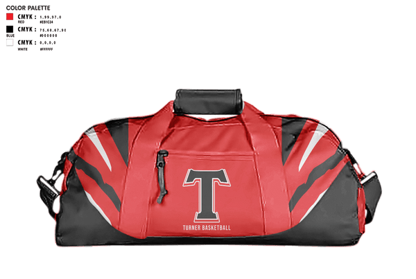 Duffle Bag, TURNER, Women's Basketball, Teamtime, Team time, sublimation, custom sports apparel, team uniforms, spirit wear, spiritwear, sports uniforms, custom shirts, team store, custom team store, fundraiser sports, apparel fundraiser