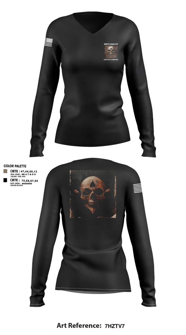 Womens Long Sleeve Vneck Shirt, 389th MI BN, Army, Teamtime, Team time, sublimation, custom sports apparel, team uniforms, spirit wear, spiritwear, sports uniforms, custom shirts, team store, custom team store, fundraiser sports, apparel fundraiser