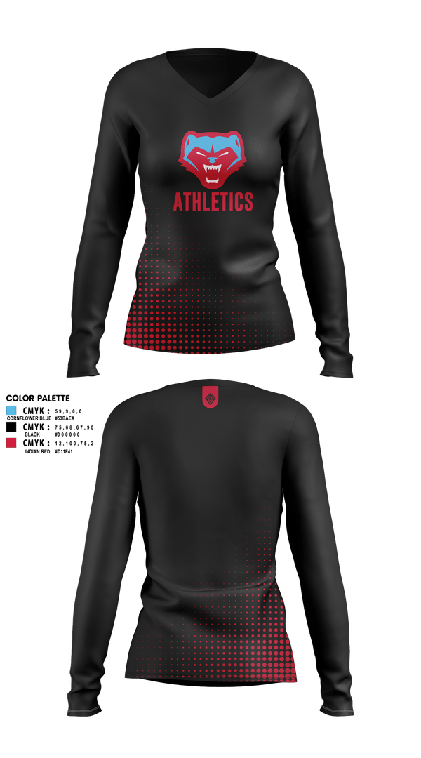 Womens Long Sleeve Vneck Shirt, Rocky Top MSTeam Fishman, Spirit Store, Teamtime, Team time, sublimation, custom sports apparel, team uniforms, spirit wear, spiritwear, sports uniforms, custom shirts, team store, custom team store, fundraiser sports, apparel fundraiser