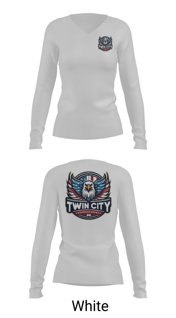 Womens Long Sleeve Vneck Shirt, Twin City Overhead Door, , Teamtime, Team time, sublimation, custom sports apparel, team uniforms, spirit wear, spiritwear, sports uniforms, custom shirts, team store, custom team store, fundraiser sports, apparel fundraiser