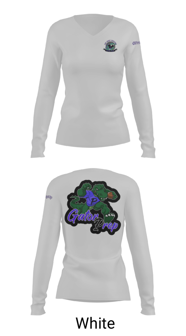Women's Long Sleeve Vneck Shirt, Gator Prep, Football, Teamtime, Team time, sublimation, custom sports apparel, team uniforms, spirit wear, spiritwear, sports uniforms, custom shirts, team store, custom team store, fundraiser sports, apparel fundraiser