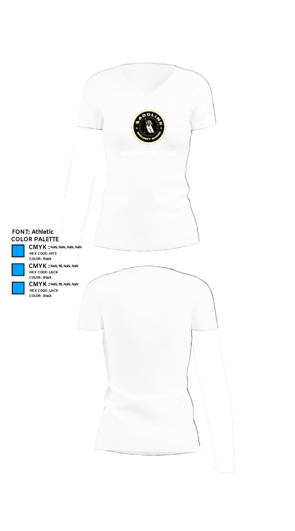 Womens Short Sleeve Vneck Shirt, Maddlink Security Guard, , Teamtime, Team time, sublimation, custom sports apparel, team uniforms, spirit wear, spiritwear, sports uniforms, custom shirts, team store, custom team store, fundraiser sports, apparel fundraiser
