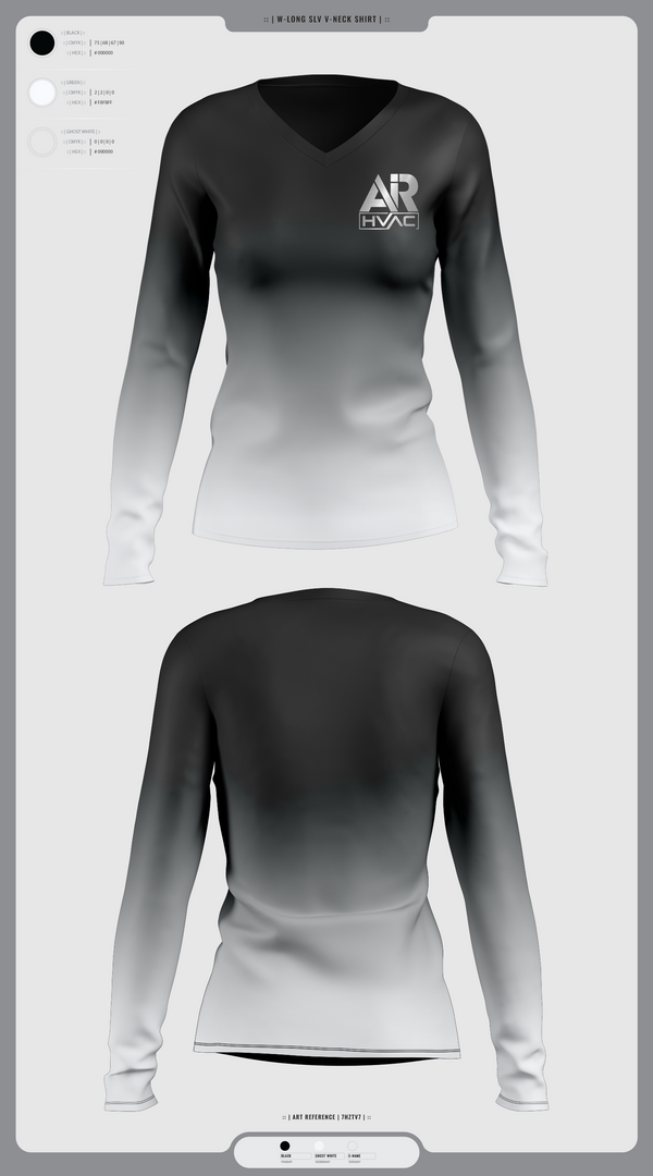 Womens Long Sleeve Vneck Shirt, AIR HVAC, , Teamtime, Team time, sublimation, custom sports apparel, team uniforms, spirit wear, spiritwear, sports uniforms, custom shirts, team store, custom team store, fundraiser sports, apparel fundraiser