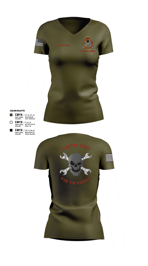 Women's Short Sleeve Vneck Shirt, 758th SMC, Army, Teamtime, Team time, sublimation, custom sports apparel, team uniforms, spirit wear, spiritwear, sports uniforms, custom shirts, team store, custom team store, fundraiser sports, apparel fundraiser