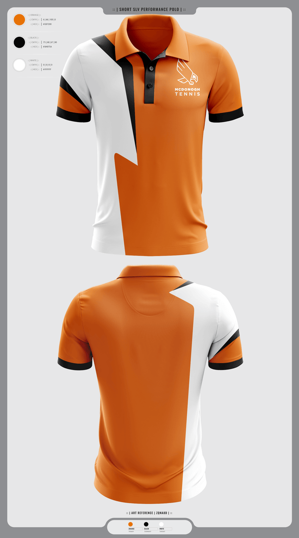Short Sleeve Performance Polo, Mcdonogh Girls Tennis, Tennis, Teamtime, Team time, sublimation, custom sports apparel, team uniforms, spirit wear, spiritwear, sports uniforms, custom shirts, team store, custom team store, fundraiser sports, apparel fundraiser