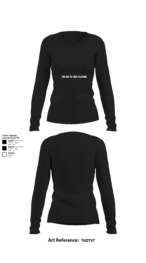 Womens Long Sleeve Vneck Shirt, 346 MP CO 3rd Platoon, Army, Teamtime, Team time, sublimation, custom sports apparel, team uniforms, spirit wear, spiritwear, sports uniforms, custom shirts, team store, custom team store, fundraiser sports, apparel fundraiser