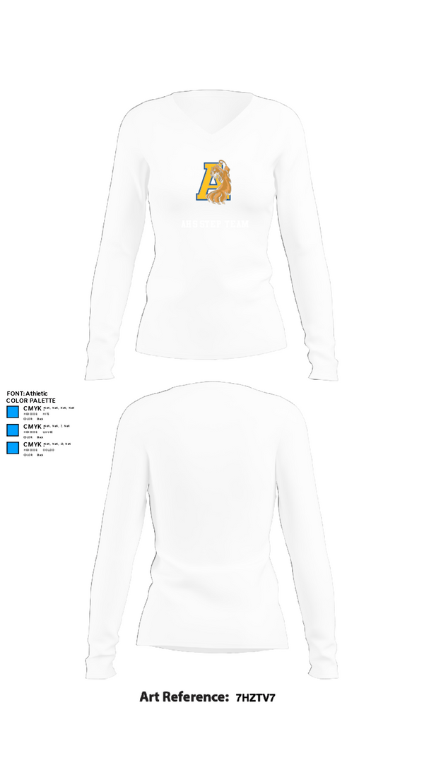 Women's Long Sleeve Vneck Shirt, AHS STEP TEAM, Women's Soccer, Teamtime, Team time, sublimation, custom sports apparel, team uniforms, spirit wear, spiritwear, sports uniforms, custom shirts, team store, custom team store, fundraiser sports, apparel fundraiser