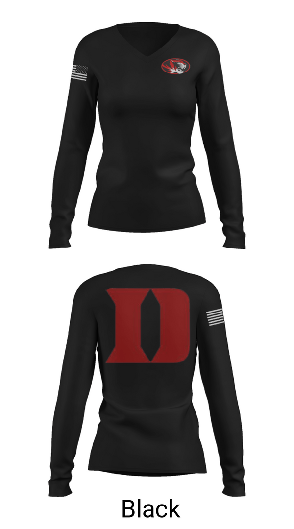 Womens Long Sleeve Vneck Shirt, Duke High School Golf, Golf, Teamtime, Team time, sublimation, custom sports apparel, team uniforms, spirit wear, spiritwear, sports uniforms, custom shirts, team store, custom team store, fundraiser sports, apparel fundraiser
