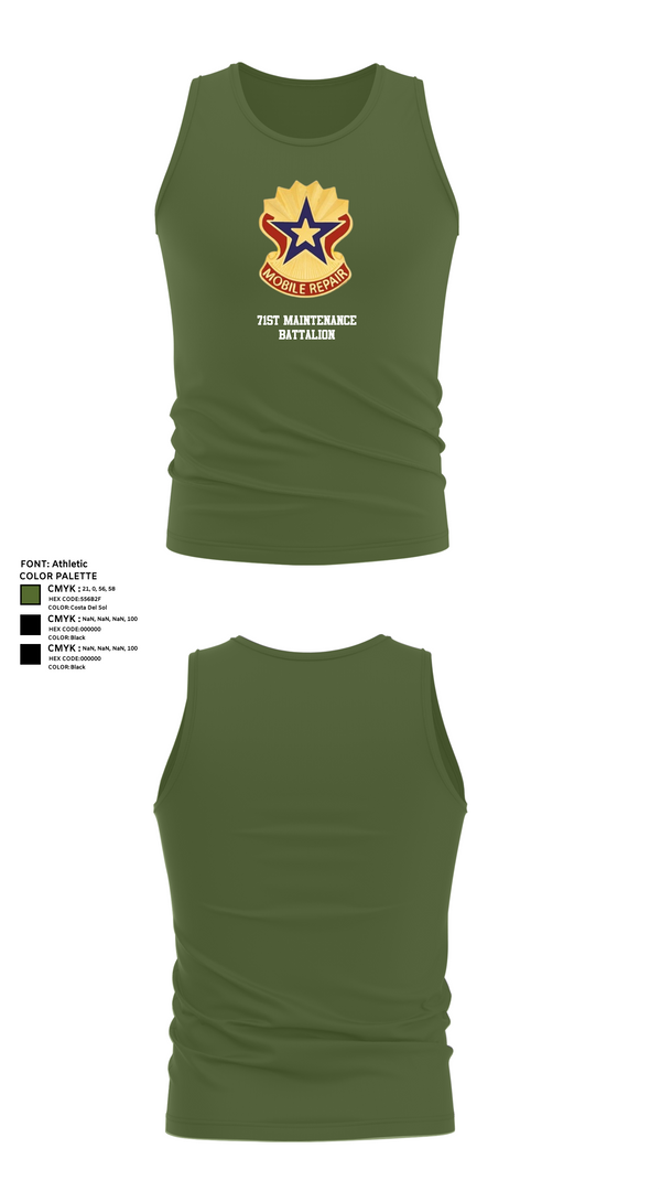 Tank Top, 71st Maintenance Battalion, Army, Teamtime, Team time, sublimation, custom sports apparel, team uniforms, spirit wear, spiritwear, sports uniforms, custom shirts, team store, custom team store, fundraiser sports, apparel fundraiser
