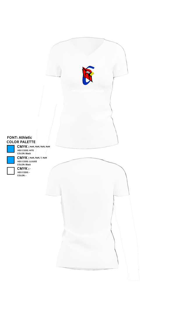 Womens Short Sleeve Vneck Shirt, Cheney Cardinals Bowling, Bowling, Teamtime, Team time, sublimation, custom sports apparel, team uniforms, spirit wear, spiritwear, sports uniforms, custom shirts, team store, custom team store, fundraiser sports, apparel fundraiser