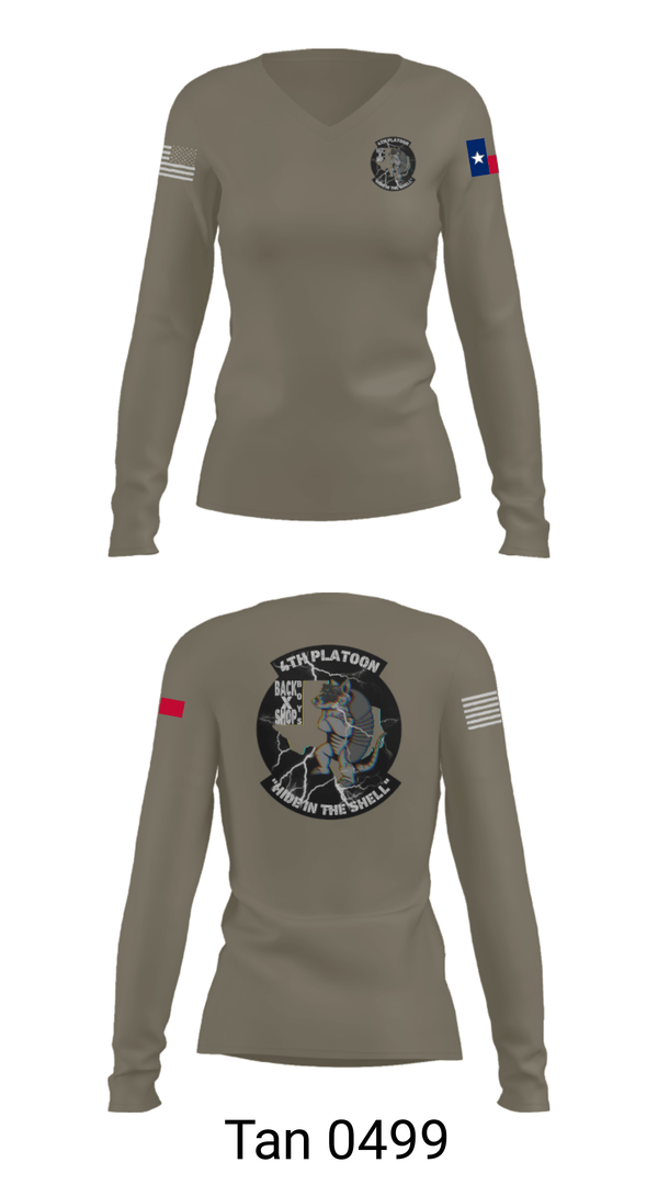 Women's Long Sleeve Vneck Shirt, 90th ASB B co 4Th Platoon, Army, Teamtime, Team time, sublimation, custom sports apparel, team uniforms, spirit wear, spiritwear, sports uniforms, custom shirts, team store, custom team store, fundraiser sports, apparel fundraiser