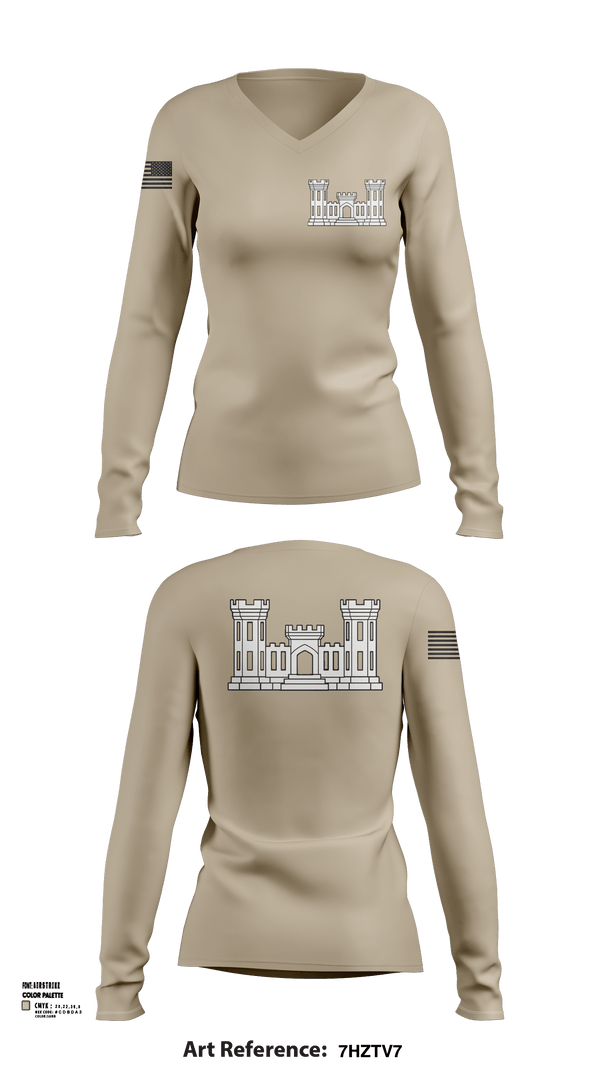 Womens Long Sleeve Vneck Shirt 1, 250TH ENGINEERING COMPANY, National Guard, Teamtime, Team time, sublimation, custom sports apparel, team uniforms, spirit wear, spiritwear, sports uniforms, custom shirts, team store, custom team store, fundraiser sports, apparel fundraiser