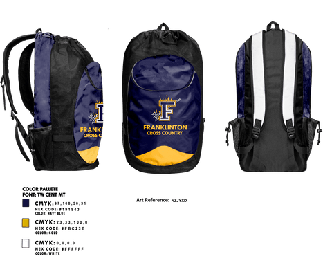 Gear Bag, Franklinton High School Cross Country, Cross Country, Teamtime, Team time, sublimation, custom sports apparel, team uniforms, spirit wear, spiritwear, sports uniforms, custom shirts, team store, custom team store, fundraiser sports, apparel fundraiser