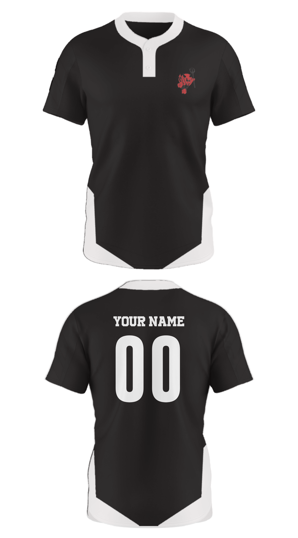 Two Button Softball Jersey, Coquille Red Devils, Softball, Teamtime, Team time, sublimation, custom sports apparel, team uniforms, spirit wear, spiritwear, sports uniforms, custom shirts, team store, custom team store, fundraiser sports, apparel fundraiser