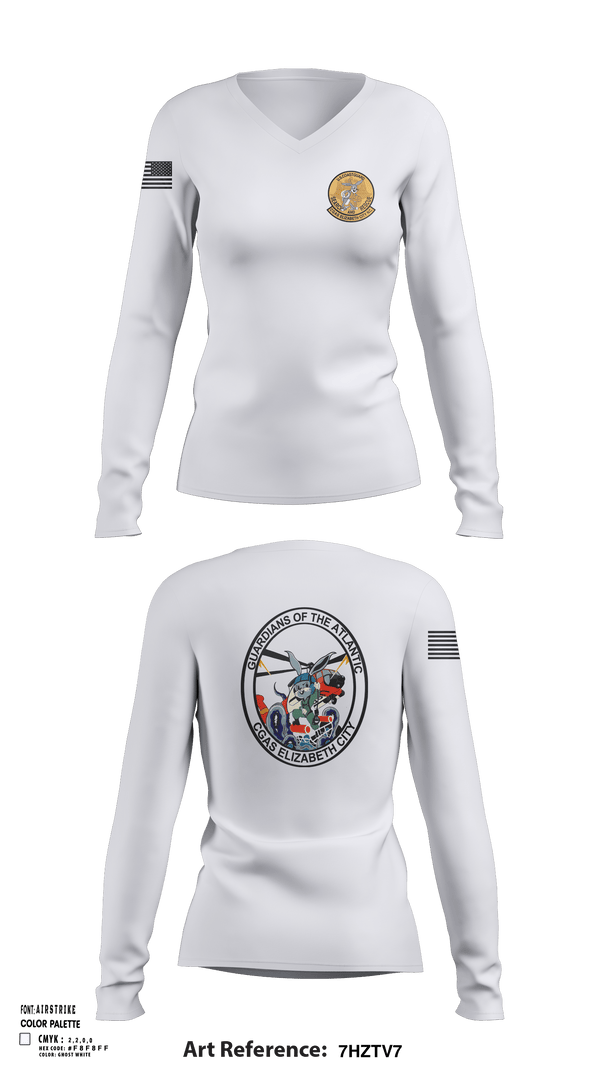 Womens Long Sleeve Vneck Shirt, Air Station Elizabeth City, , Teamtime, Team time, sublimation, custom sports apparel, team uniforms, spirit wear, spiritwear, sports uniforms, custom shirts, team store, custom team store, fundraiser sports, apparel fundraiser